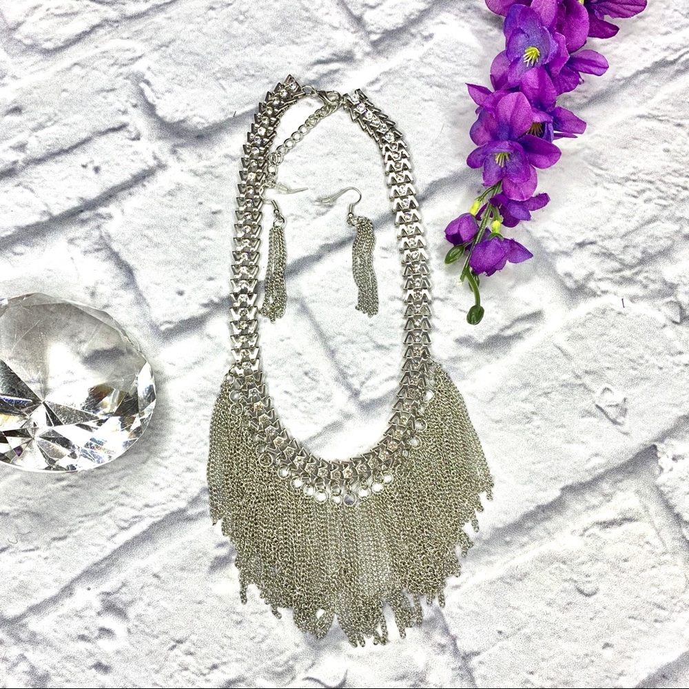 Rhinestone Tassel Necklace